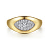 14K Yellow Gold Diamond Pave Signet Ring - 0.3 ct