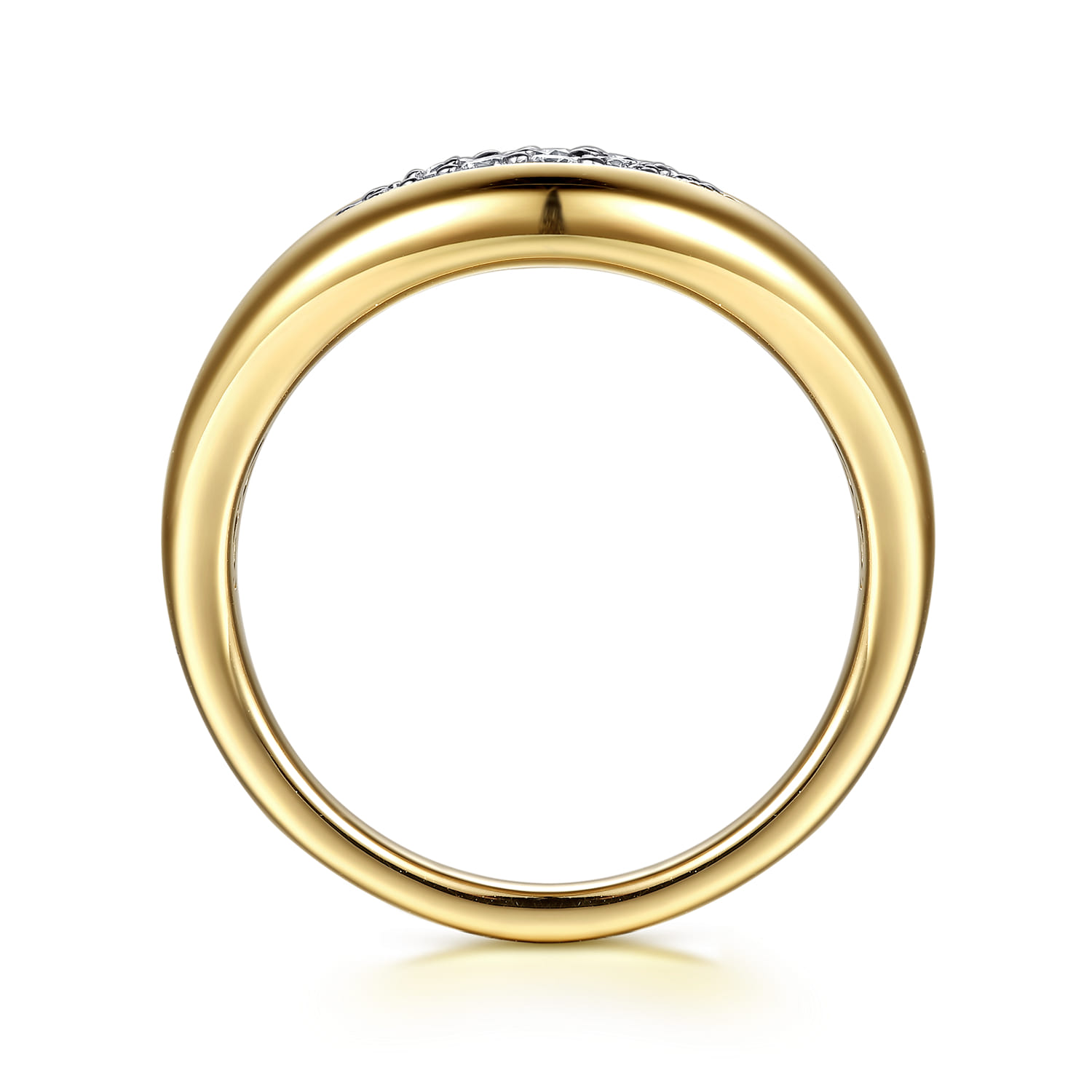 14K Yellow Gold Diamond Pave Signet Ring - 0.3 ct - Shot 2