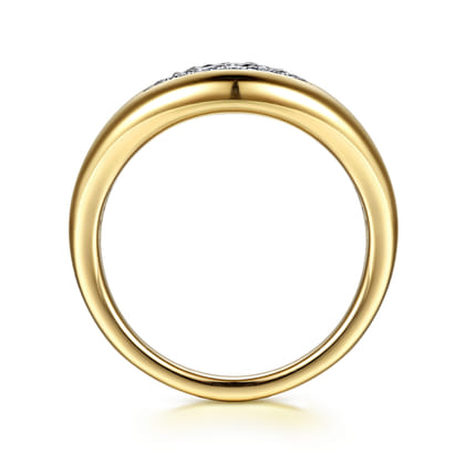 14K Yellow Gold Diamond Pave Signet Ring