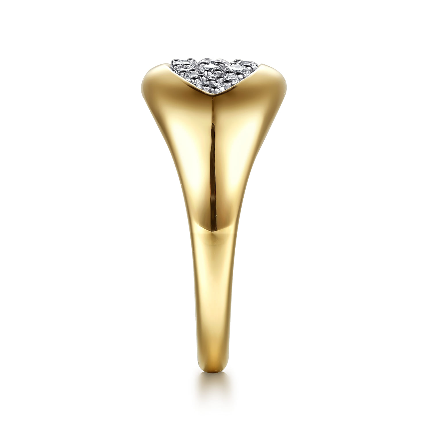 14K Yellow Gold Diamond Pave Signet Ring - 0.3 ct - Shot 4