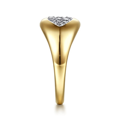 14K Yellow Gold Diamond Pave Signet Ring