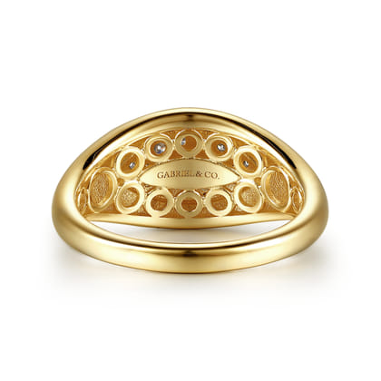 14K Yellow Gold Diamond Pave Signet Ring
