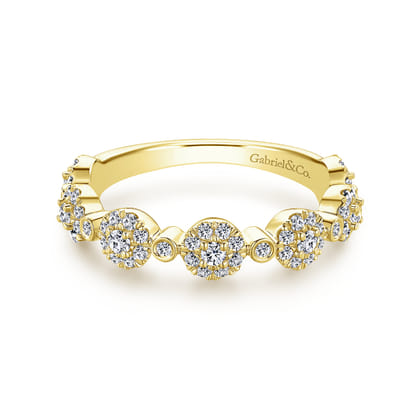 14K Yellow Gold Diamond Pave Station Stackable Ring