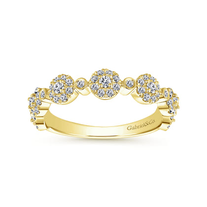 14K Yellow Gold Diamond Pave Station Stackable Ring