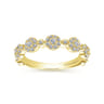 14K Yellow Gold Diamond Pave Station Stackable Ring - 0.45 ct