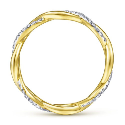 14K Yellow Gold Diamond Pave Twisting Eternity Ring - Shot 2