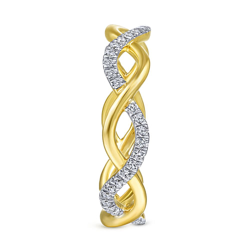 14K Yellow Gold Diamond Pave Twisting Eternity Ring - Shot 4