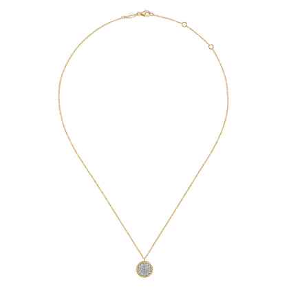 14K Yellow Gold Diamond Pave twisted Rope Halo Necklace