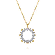 14K Yellow Gold Diamond Pear Circle Pendant Necklace