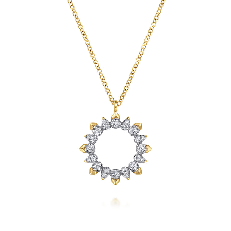 14K Yellow Gold Diamond Pear Circle Pendant Necklace - 0.25 ct - Shot 1