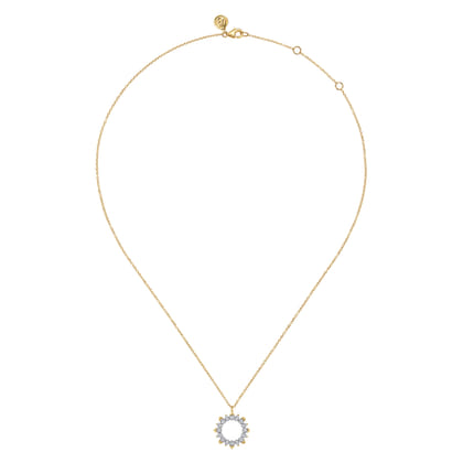 14K Yellow Gold Diamond Pear Circle Pendant Necklace