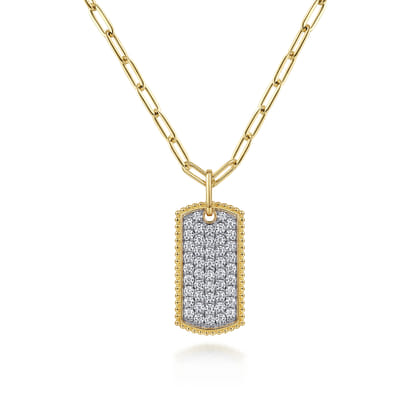 14K Yellow Gold Diamond Pendant Necklace