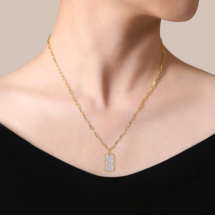 14K Yellow Gold Diamond Pendant Necklace