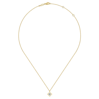 14K Yellow Gold Diamond Pendant Necklace