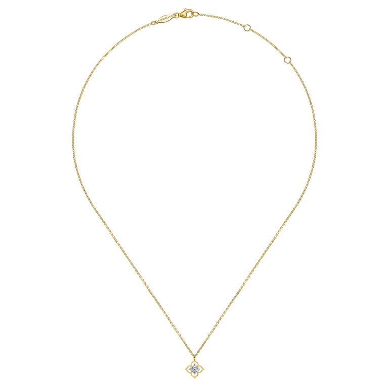 14K Yellow Gold Diamond Pendant Necklace - 0.12 ct - Shot 2