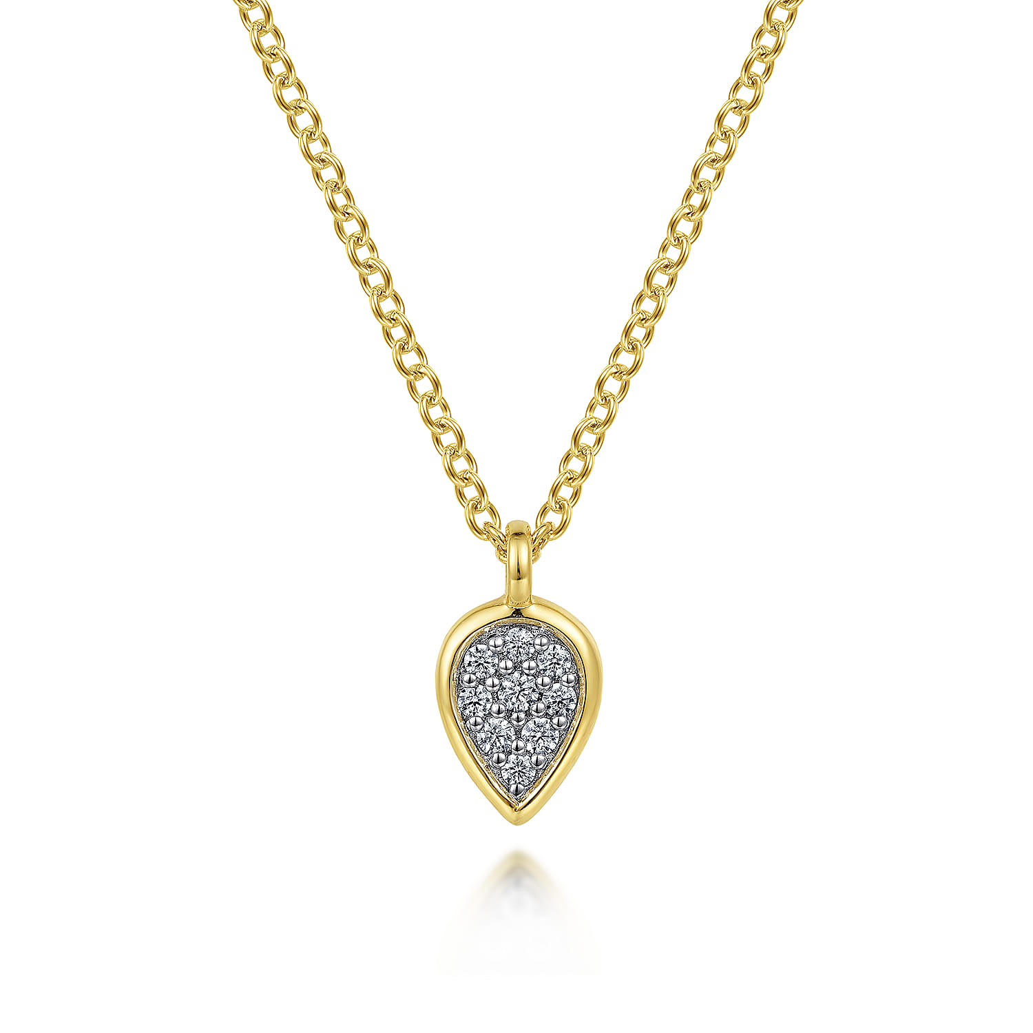 14K Yellow Gold Diamond Pendant Necklace - 0.05 ct - Shot 1
