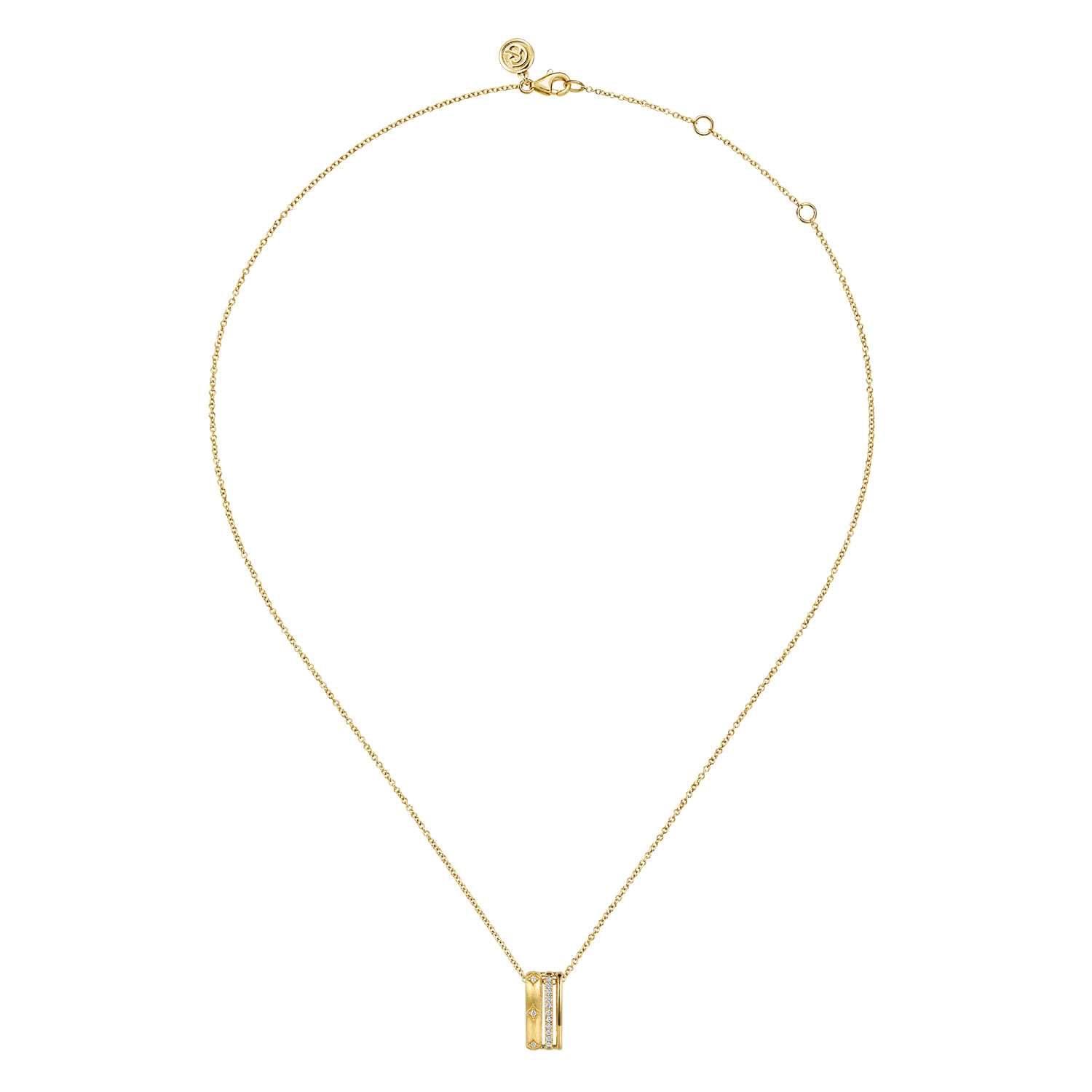14K Yellow Gold Diamond Pendant Necklace - 0.09 ct - Shot 2