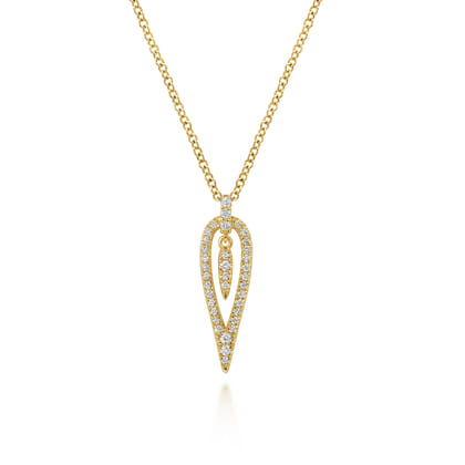 14K Yellow Gold Diamond Pendant Necklace