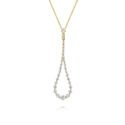 14K Yellow Gold Diamond Pendant Teardrop Necklace