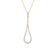 14K Yellow Gold Diamond Pendant Teardrop Necklace