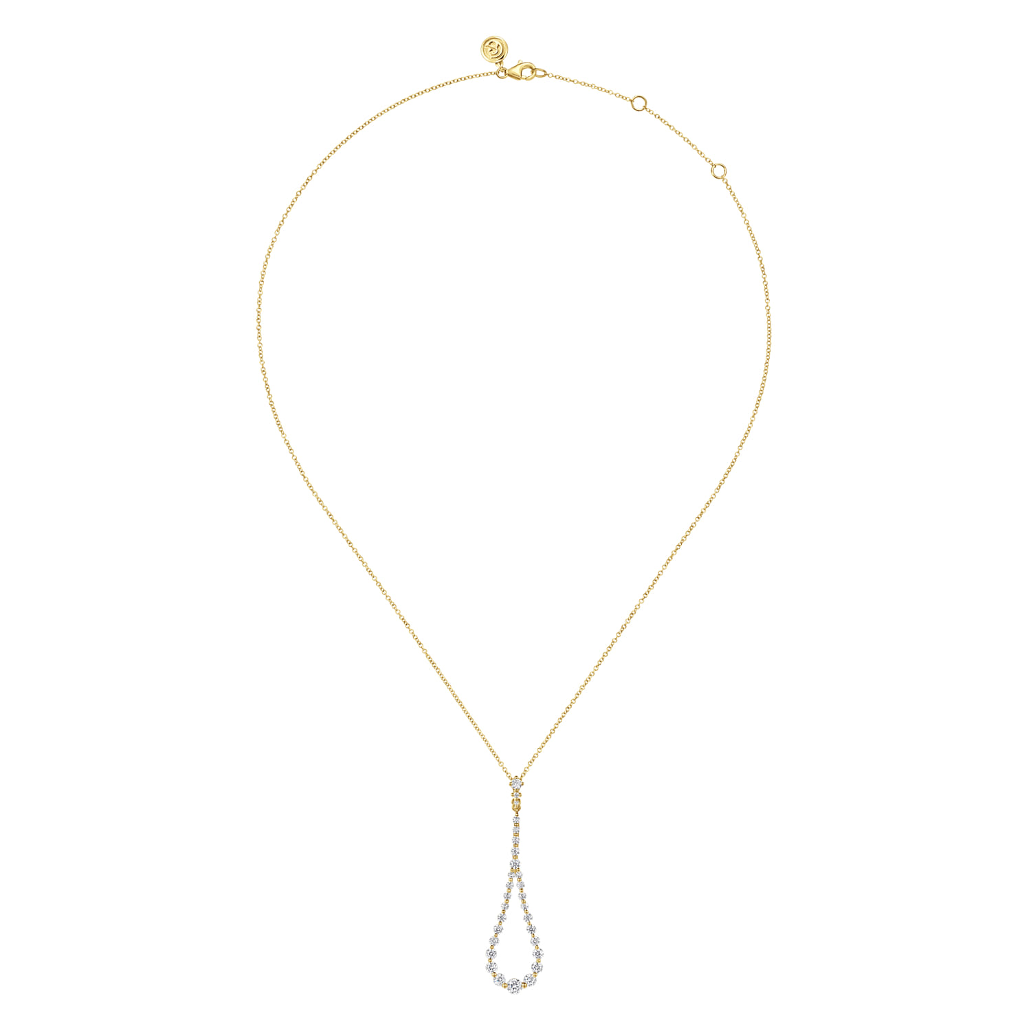 14K Yellow Gold Diamond Pendant Teardrop Necklace - 1.47 ct - Shot 2