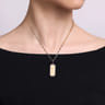 14K Yellow Gold Diamond Personalized Medallion Necklace with Hollow Paperclip Chain - 0.3 ct