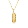 14K Yellow Gold Diamond Personalized Medallion Necklace with Hollow Paperclip Chain - 0.3 ct