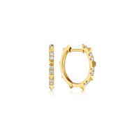 14K Yellow Gold Diamond Pyramid Spike 15mm Huggies