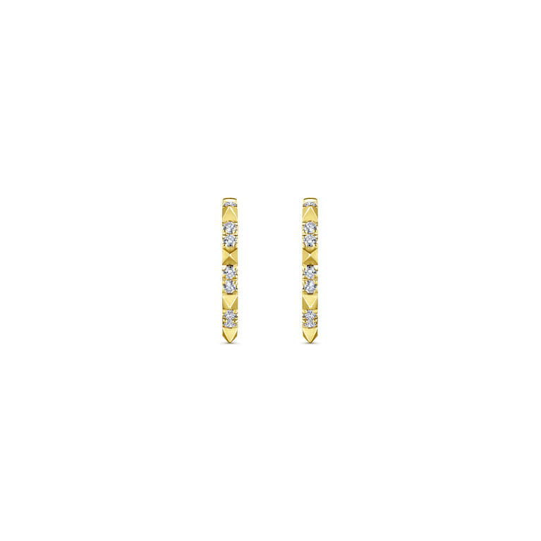 14K Yellow Gold Diamond Pyramid Spike 15mm Huggies - 0.14 ct - Shot 3