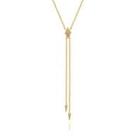 14K Yellow Gold Diamond Pyramid Y Knot Necklace