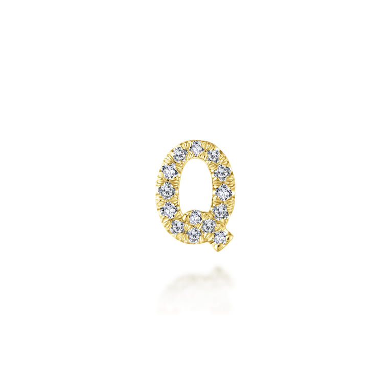 14K Yellow Gold Diamond Q Initial Locket Charm - 0.05 ct - Shot 1