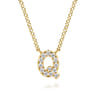 14K Yellow Gold Diamond Q Initial Pendant Necklace - 0.08 ct