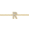 14K Yellow Gold Diamond R Initial Chain Bracelet - 0.08 ct