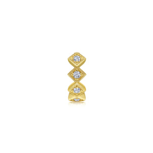 14K Yellow Gold Diamond Rhombus Pattern Single Cuff Earring