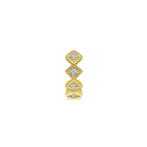 14K Yellow Gold Diamond Rhombus Pattern Single Cuff Earring - 0.15 ct - Shot 2