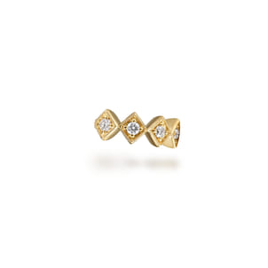 14K Yellow Gold Diamond Rhombus Pattern Single Cuff Earring