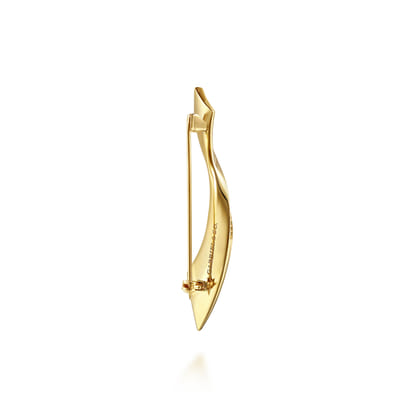 14K Yellow Gold Diamond Ribbon Pin