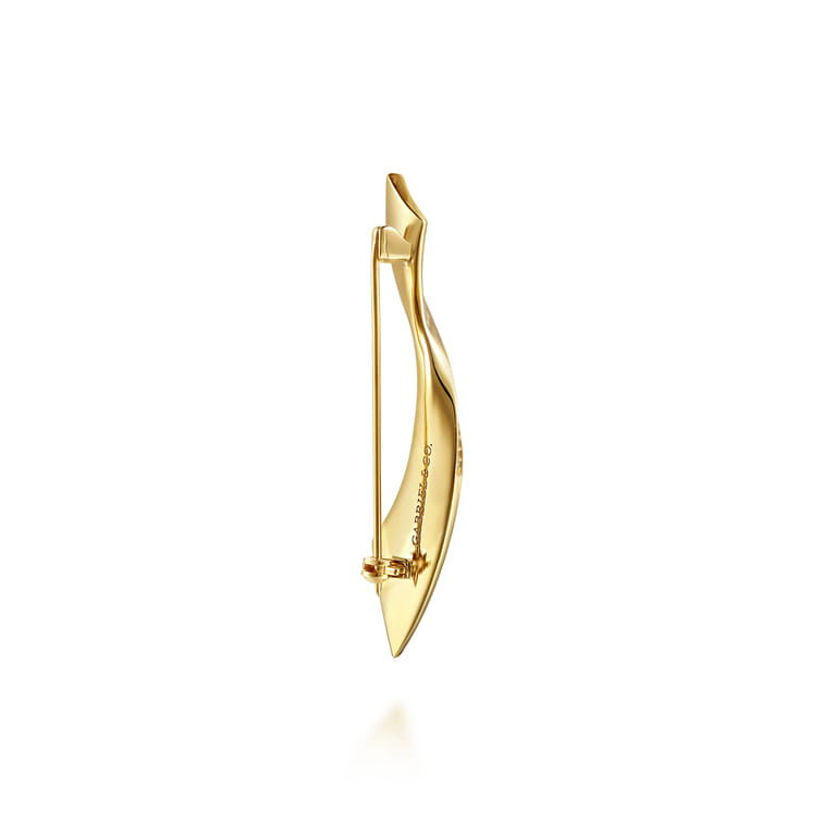 14K Yellow Gold Diamond Ribbon Pin - 0.23 ct - Shot 2