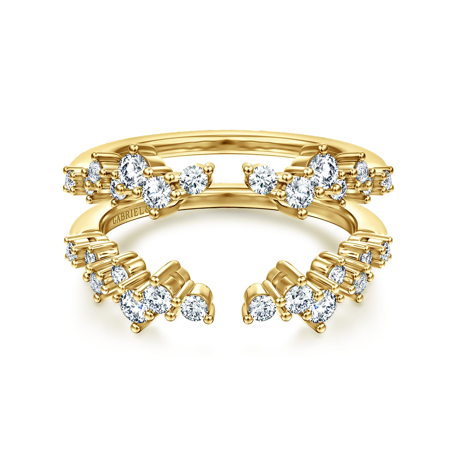 Enhancer Wedding Ring in 14k Yellow Gold with Round Natural Diamond at Gabriel & Co. - Shot 1