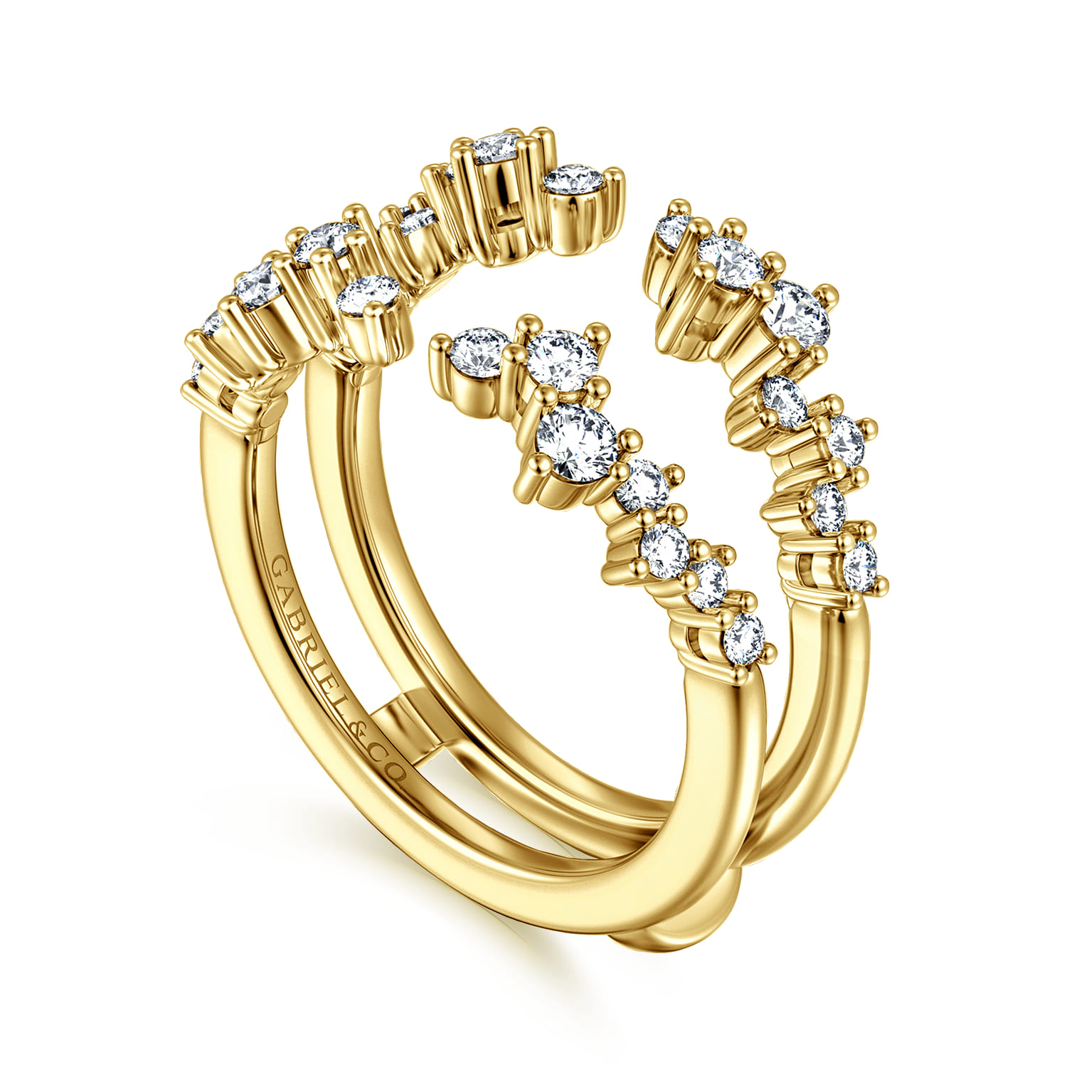 Enhancer Wedding Ring in 14k Yellow Gold with Round Natural Diamond at Gabriel & Co. - Shot 3