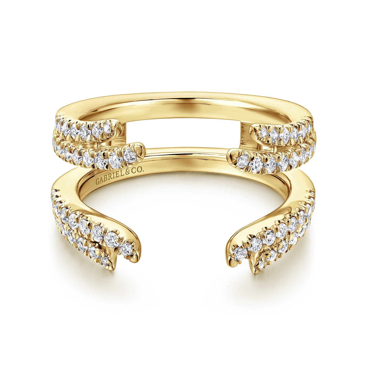 Enhancer Wedding Ring in 14k Yellow Gold with Round Natural Diamond at Gabriel & Co. - Shot 1