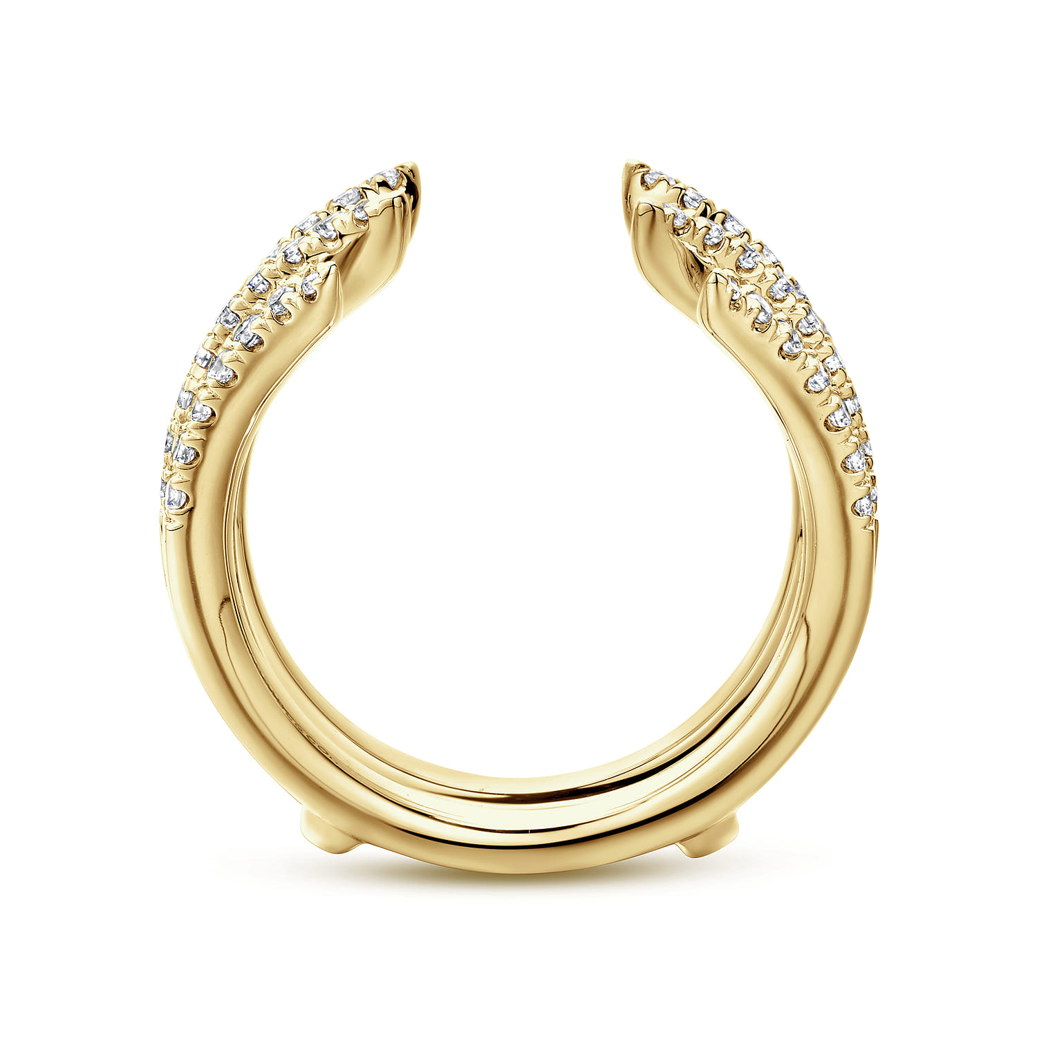 Enhancer Wedding Ring in 14k Yellow Gold with Round Natural Diamond at Gabriel & Co. - Shot 2