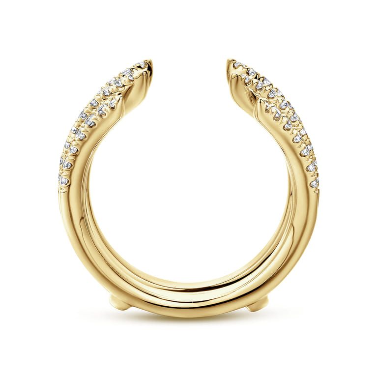 Enhancer Wedding Ring in 14k Yellow Gold with Round Natural Diamond at Gabriel & Co. - Shot 2