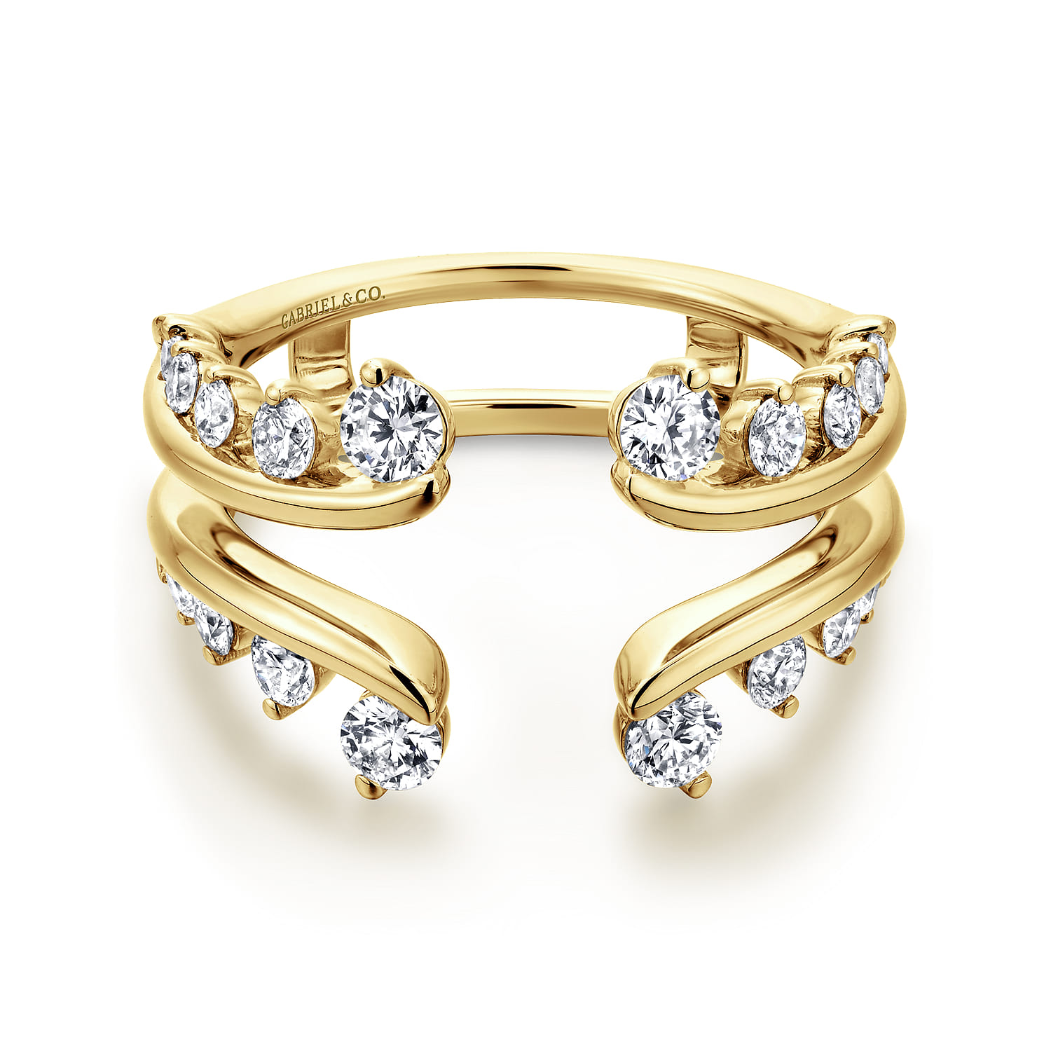 Enhancer Wedding Ring in 14k Yellow Gold with Round Natural Diamond at Gabriel & Co. - Shot 1