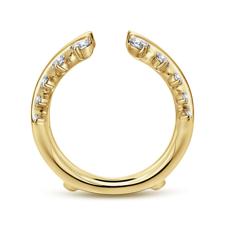Enhancer Wedding Ring in 14k Yellow Gold with Round Natural Diamond at Gabriel & Co. - Shot 2