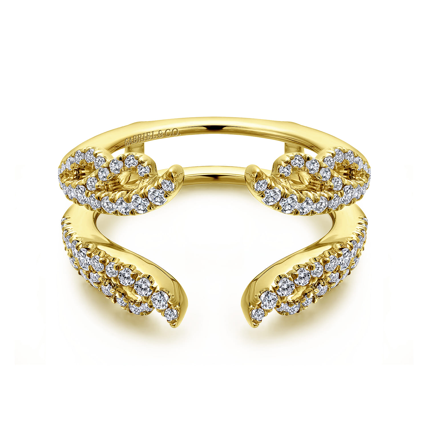 Enhancer Wedding Ring in 14k Yellow Gold with Round Natural Diamond at Gabriel & Co. - Shot 1