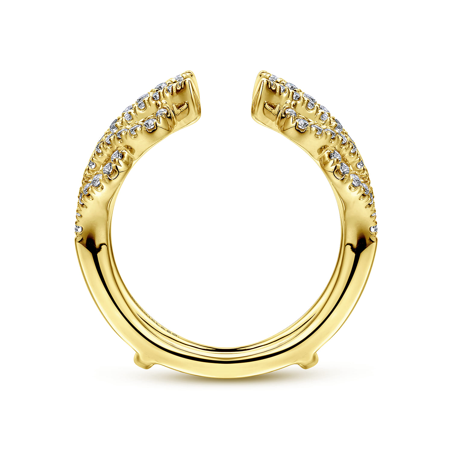 Enhancer Wedding Ring in 14k Yellow Gold with Round Natural Diamond at Gabriel & Co. - Shot 2