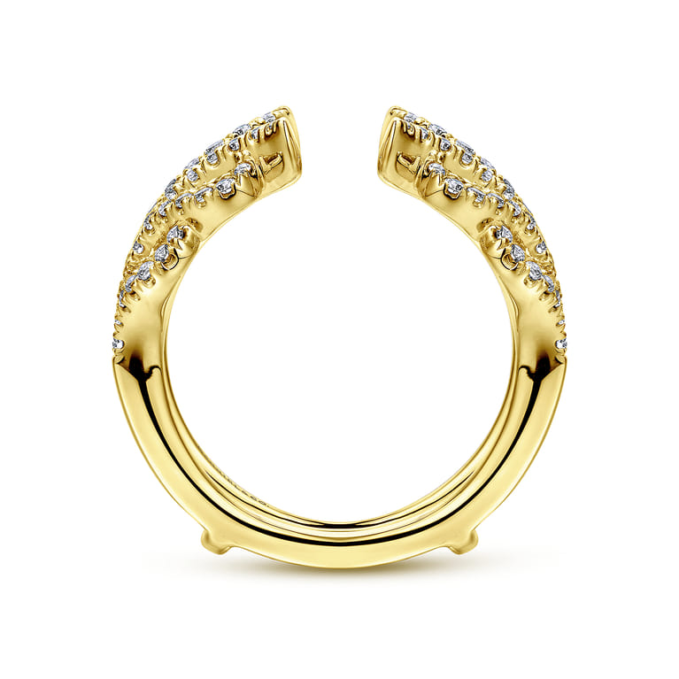 Enhancer Wedding Ring in 14k Yellow Gold with Round Natural Diamond at Gabriel & Co. - Shot 2