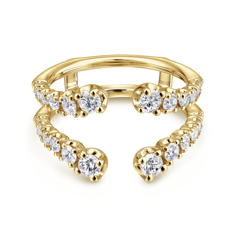 Enhancer Wedding Ring in 14k Yellow Gold with Round Natural Diamond at Gabriel & Co. - Shot 1