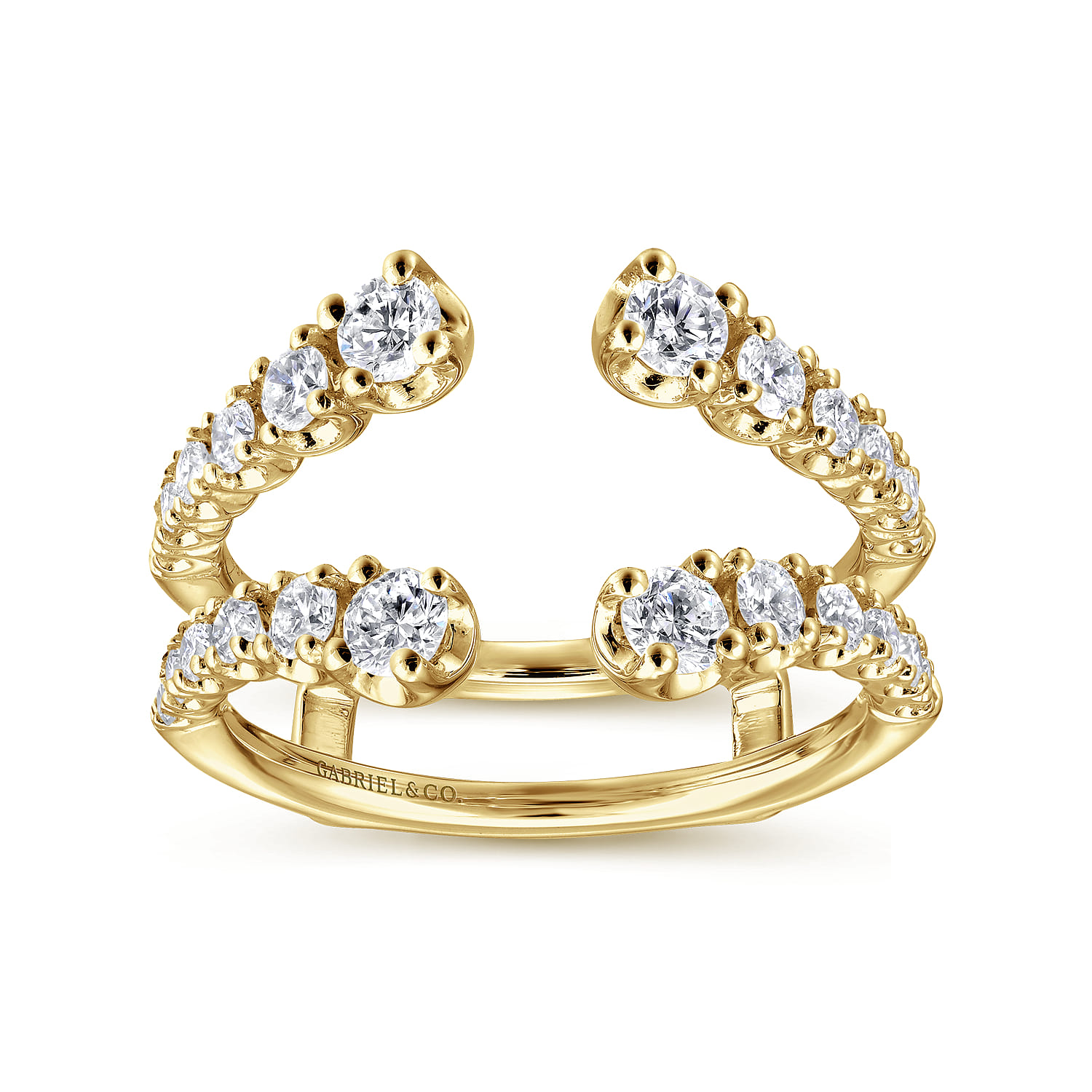Enhancer Wedding Ring in 14k Yellow Gold with Round Natural Diamond at Gabriel & Co. - Shot 4